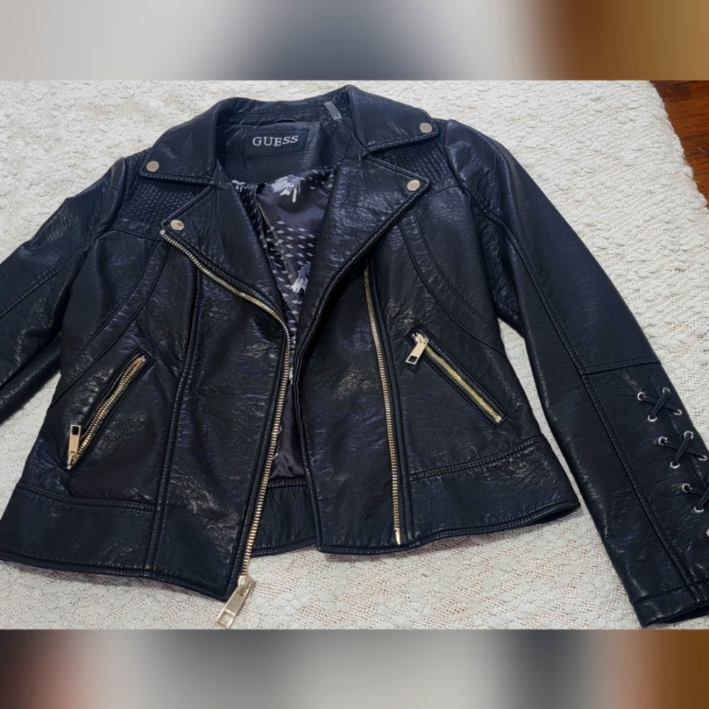 BRAND NEW Guess faux leather motorcycle jacket. Never used